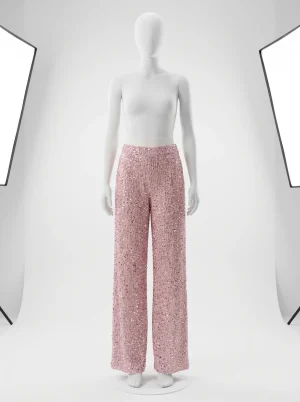 Pantalon paillette coton soirée large femme élastique - Vue 1 - pantalon paillette