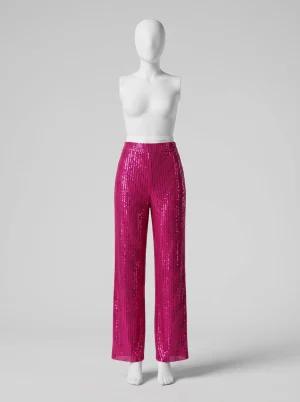 Pantalon paillette coupe droite soirée élégant femme - Vue 1 - pantalon paillette
