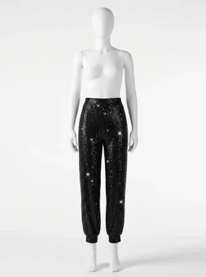 pantalon paillette élastique femme style intemporel - Vue 1 - pantalon paillette
