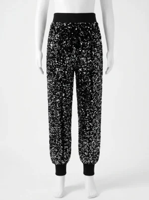 Pantalon paillette velours femme décontracté chic - Vue 1 - pantalon paillette